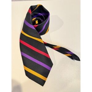GITANO Mens‎ Black Red Purple Gold Stripe Necktie Classic Business Formal